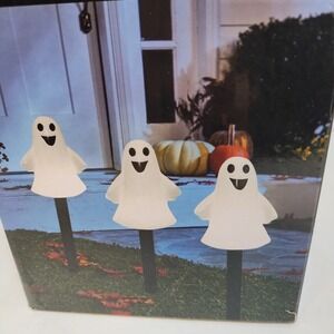 Spooky Hollow Halloween Ghost Pathway Lights LED Set of 3 Indoor Outdoor Battery